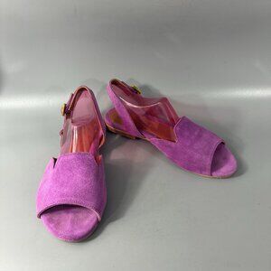 Les Italiennes Made In Italy Slip-on Suede Sandals, Size 40